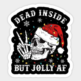 Dead Inside But Jolly AF Skeleton Santa Christmas Sticker